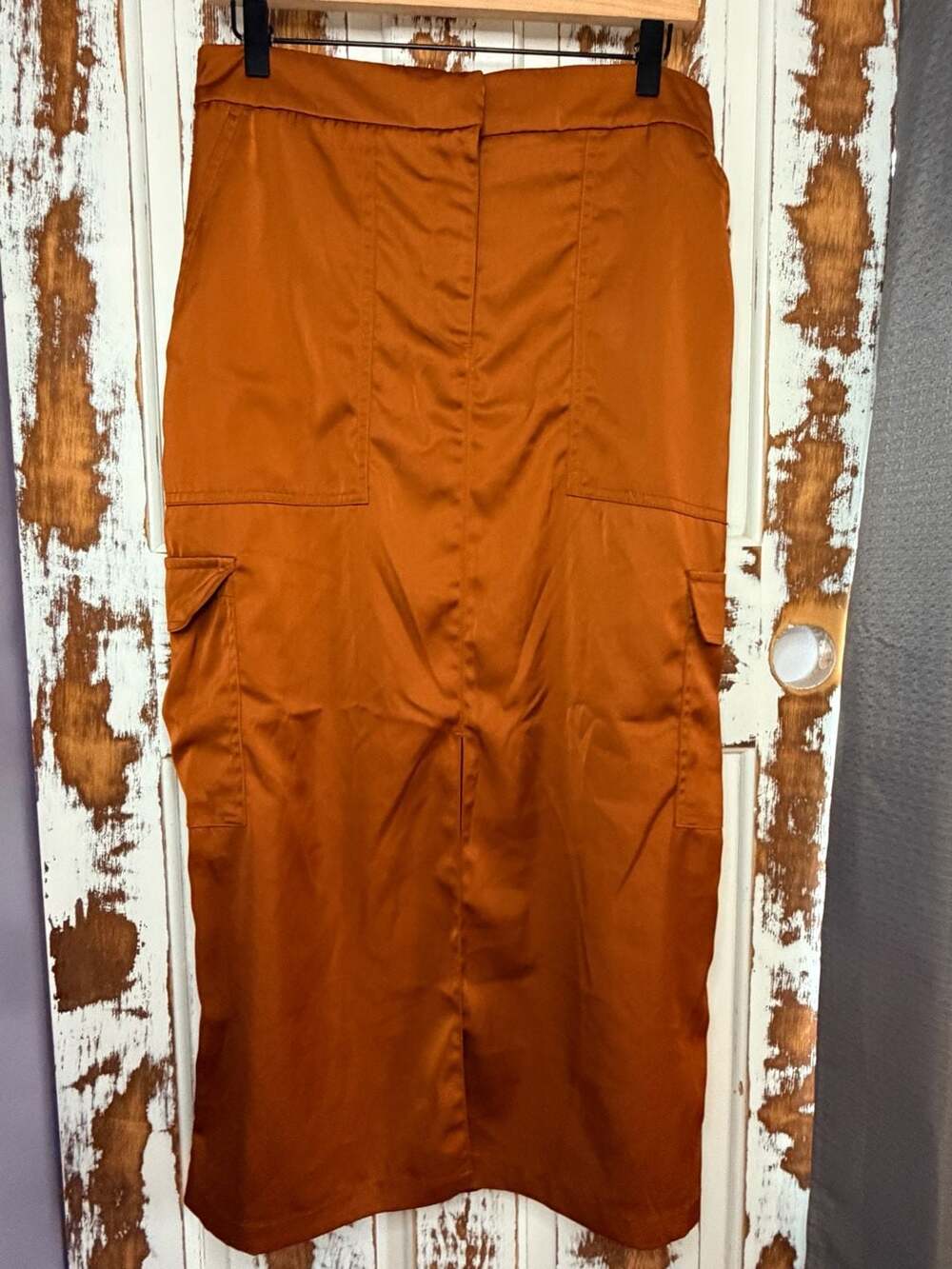 House of Harlow 1960 Rust Orange Utility Cargo Midi Skirt Size M